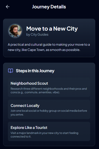 Journey feature in the Growth Hub app